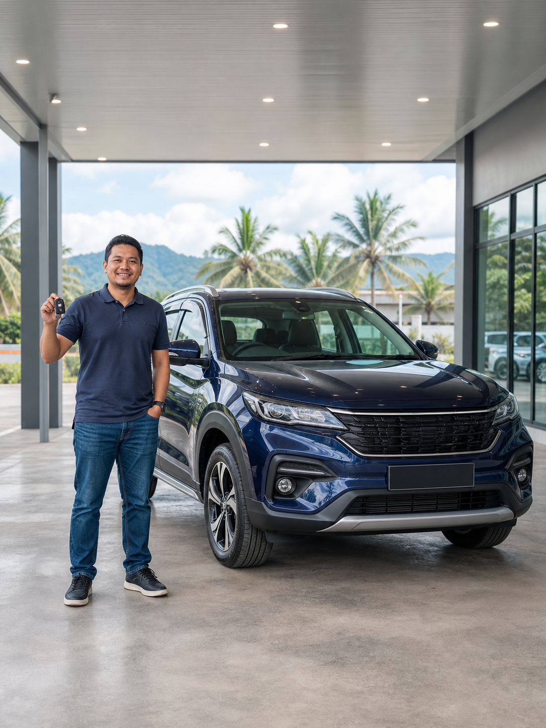 Car owner holding keys beside a vehicle